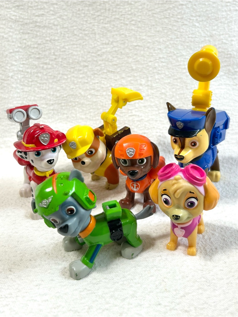 Lot of 6 Paw Patrol Rescue Pups: Marshall, Rubble, Rocky, Skye, Chase & Zuma